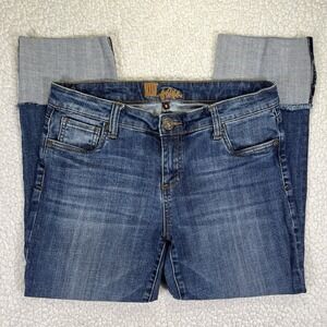 KUT From The Kloth Crop Jeans Womens 8 (31x25) Cuffed Modern Stretch Casual Boho